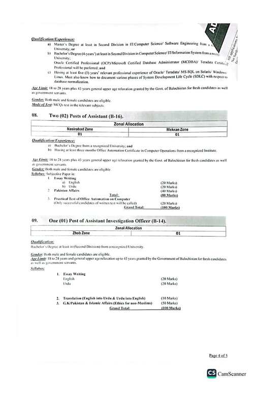 Balochistan Public Service Commission BPSC Jobs Advertisement 2024