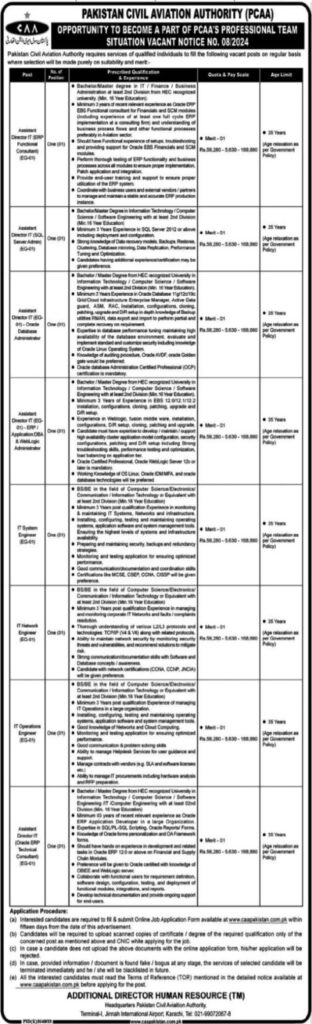 Latest Pakistan Civil Aviation Authority PCAA Jobs June Advertisement 2024