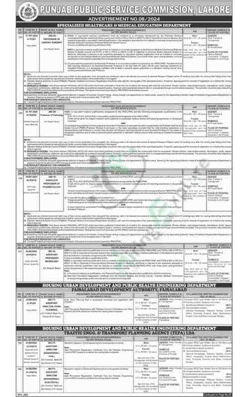 New Punjab Public Service Commission PPSC Job Advertisement 08/2024