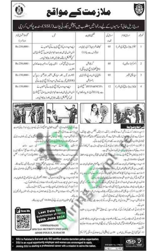  Latest Special Security Unit Government Sindh Police Jobs Karachi 2024 