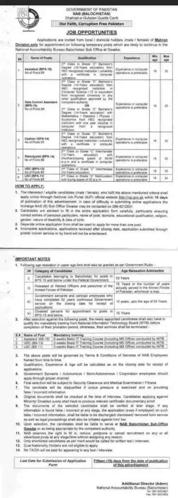 National-Accountability-Bureau-Nab-Jobs-July-2024-Advertisement