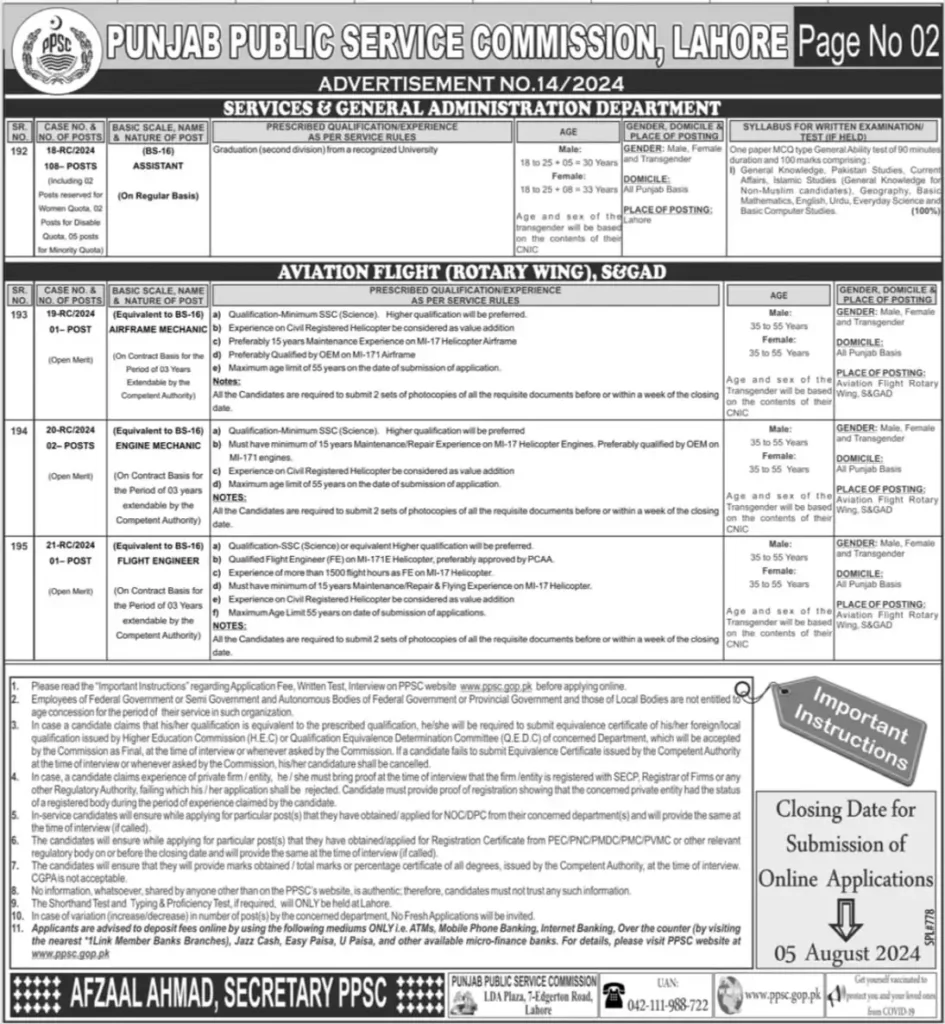 New punjab public service commission jobs Advertisement 14 2024(2)