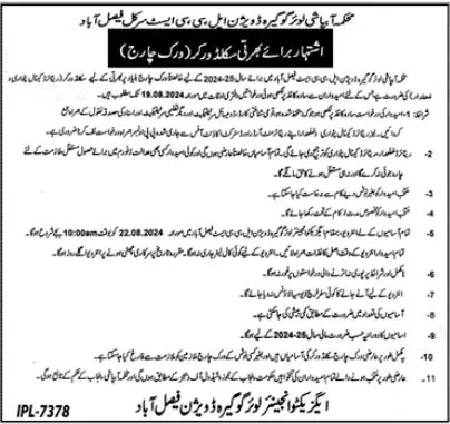 New Irrigation Department Patwari Jobs in Faisalabad August Advertisement 2024