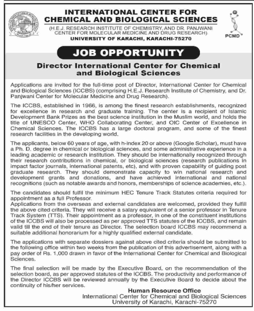 Latest Director Jobs at the University of Karachi September 2024 Advertisement