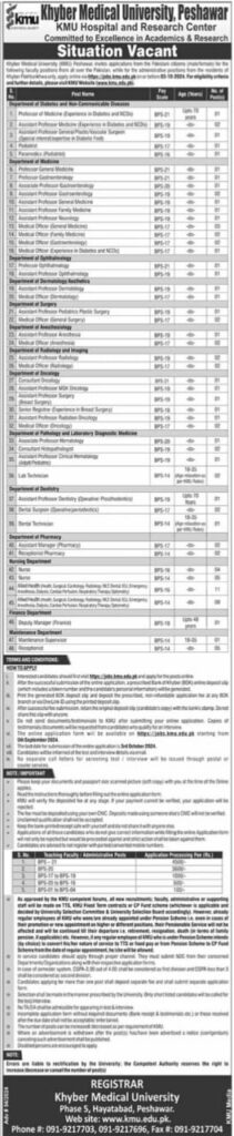 Khyber Medical University KMU Management Jobs September 2024 Advertisement