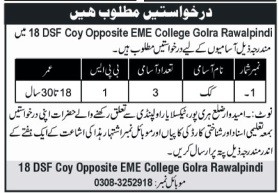 Pakistan Army Cook Jobs In Rawalpindi September 2024