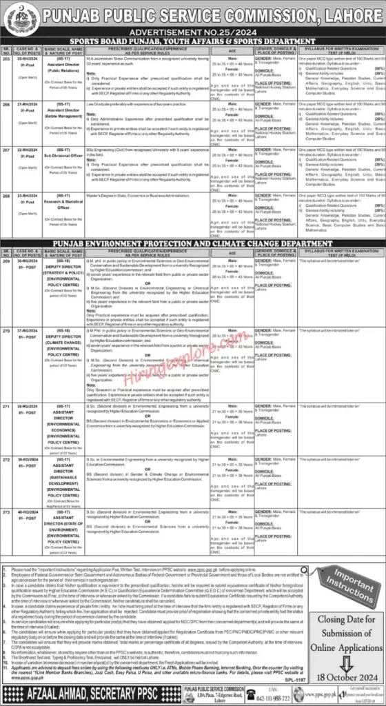 Latest Punjab Public Service Commission PPSC Jobs Ad 252024