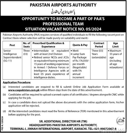 Pakistan Civil Aviation Authority PCAA Jobs 2024- Online Apply