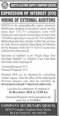 Latest Quetta Electric Supply Company QESCO Jobs 2024 December