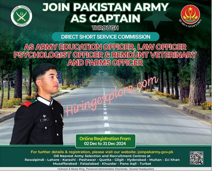 Join Pak Army Direct Short Service Commission DSSC Jobs 2024